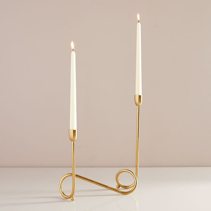 loop polished brass candlesticks