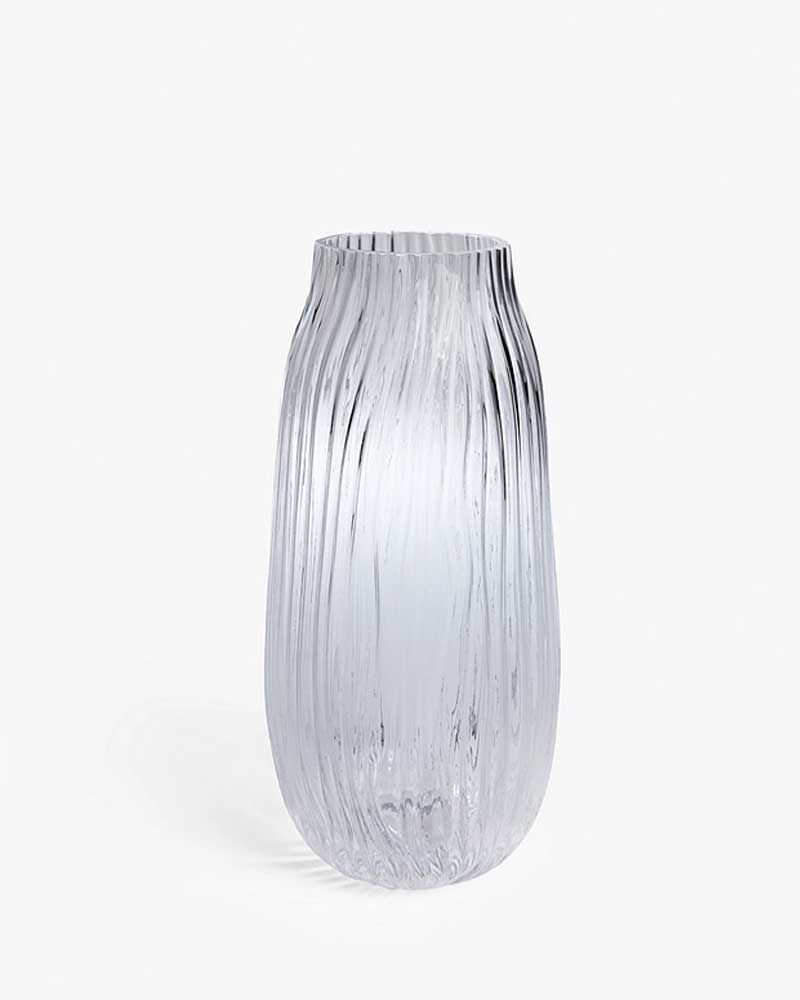 Ridged Glass Vase, H30.5cm, Clear