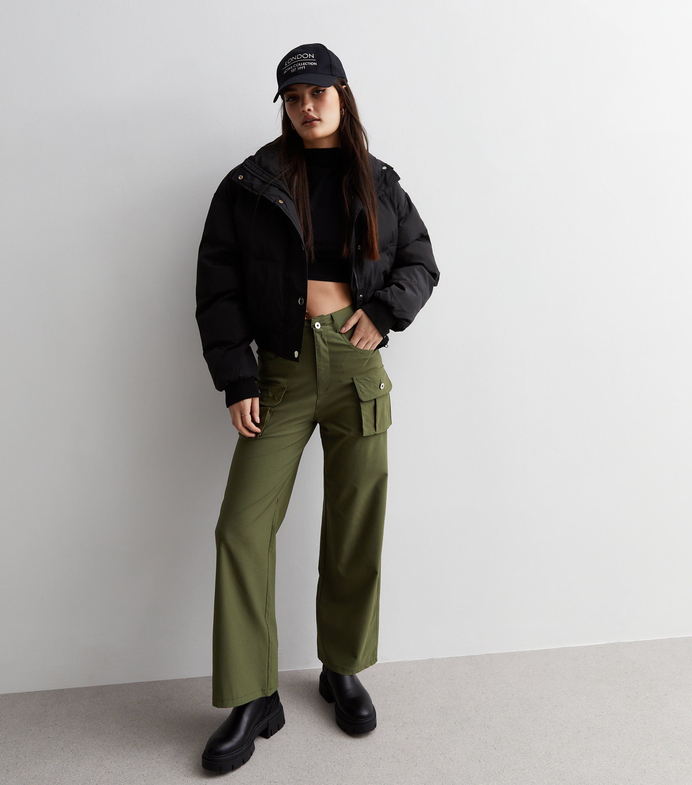 Cameo Rose Black Chain Cargo Trousers | New Look