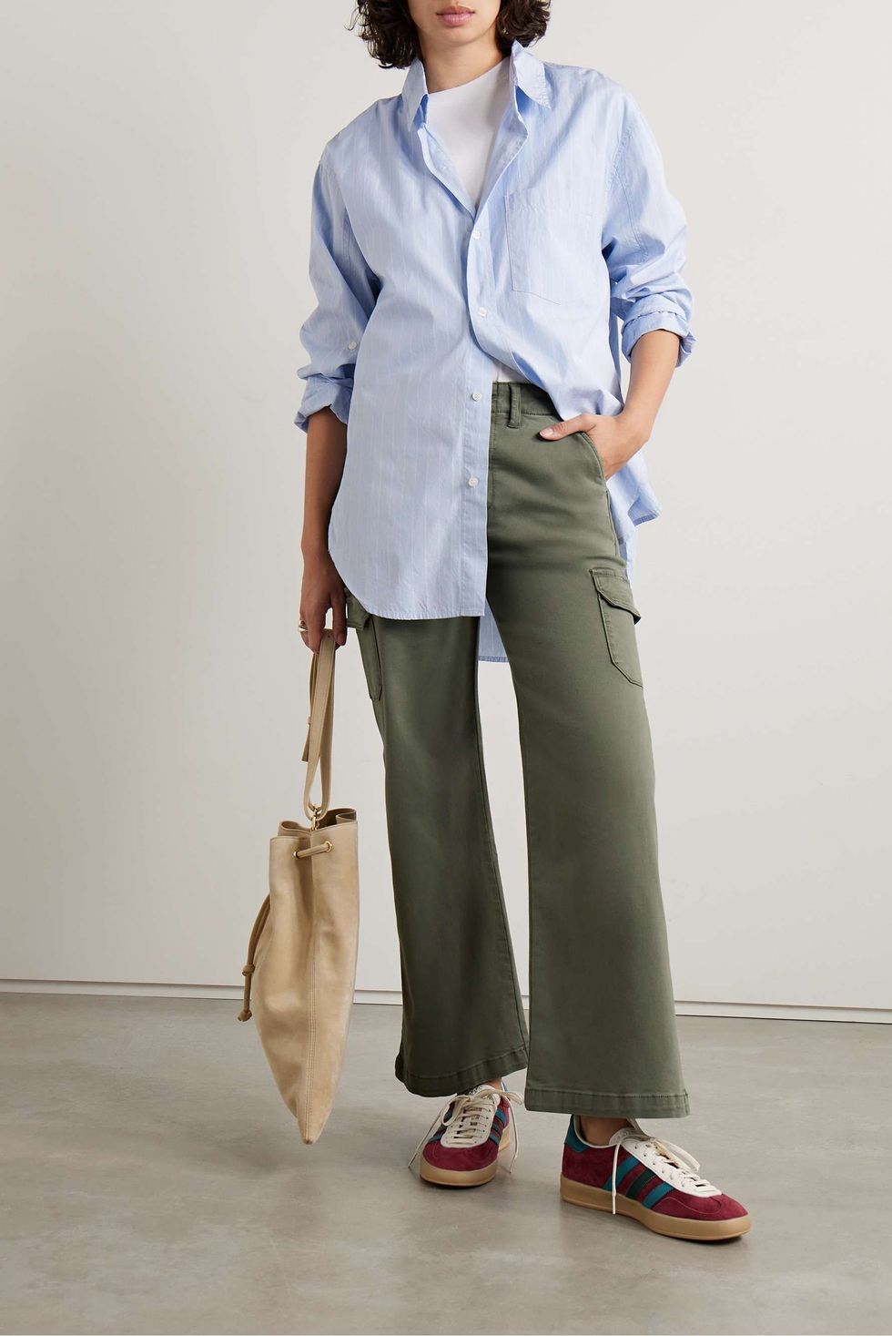 Carly high-rise cotton-blend wide-leg cargo pants