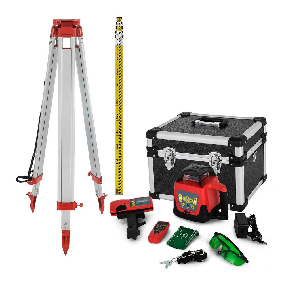 360° Rotary Laser Level Kit 500m Range Self-Leveling Measuring Equipment Construction Tools for Outdoor Industry (Color : Green Beam Set)