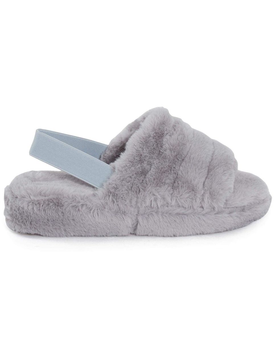 Fluffy faux fur peep toe slipper