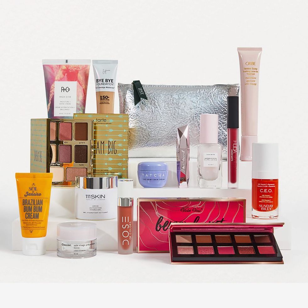 a group of makeup products