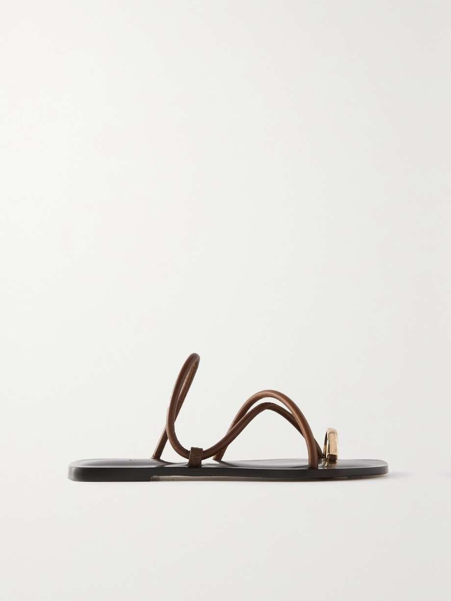 : Laurie leather and gold-tone sandals