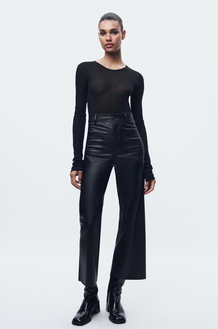 Zara Faux Leather Cropped Trousers