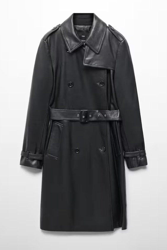 Leather-Effect Trench Coat