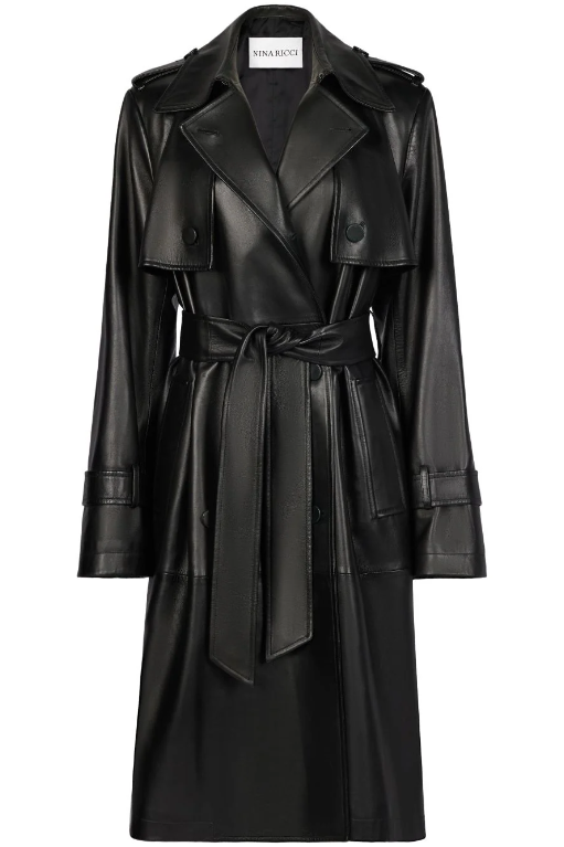 Belted Waist Leather Trench Coat