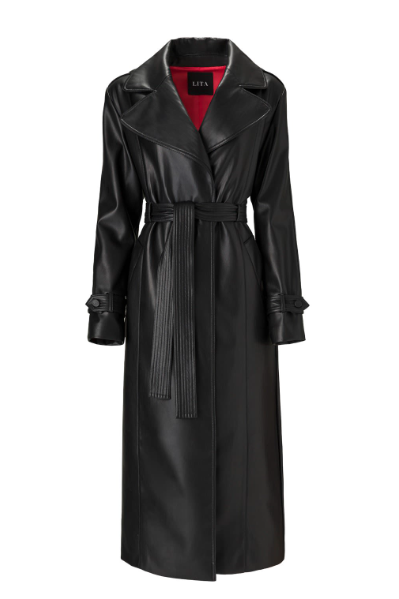 Belted Leather Trench Coat