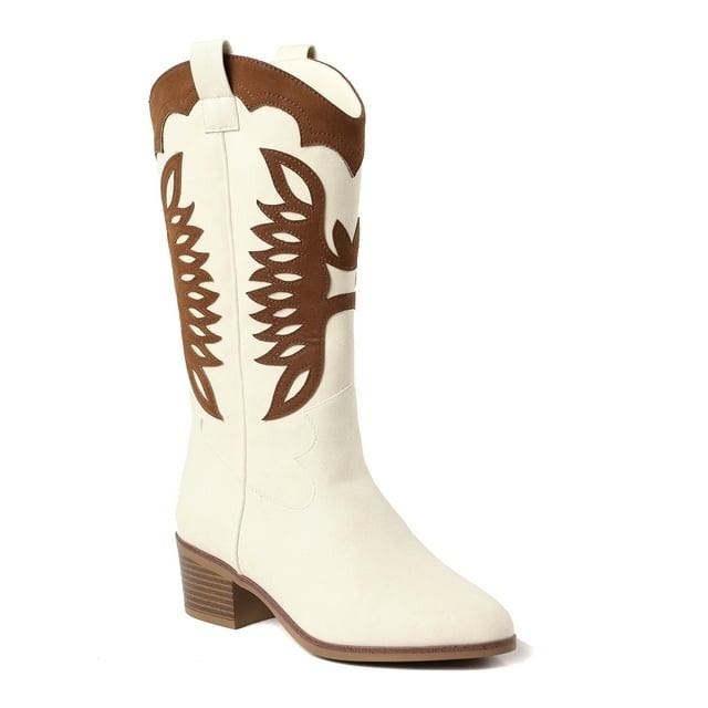 The Pioneer Woman Eagle-Stitched Western Boots in Cognac/Wheat