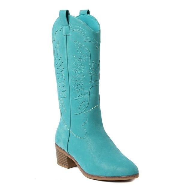 The Pioneer Woman Eagle-Stitched Western Boots in Teal