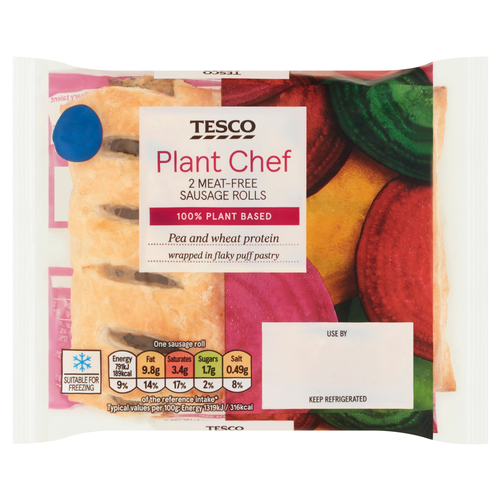 Tesco Plant Chef 2 Meat Free Sausages Rolls 120G