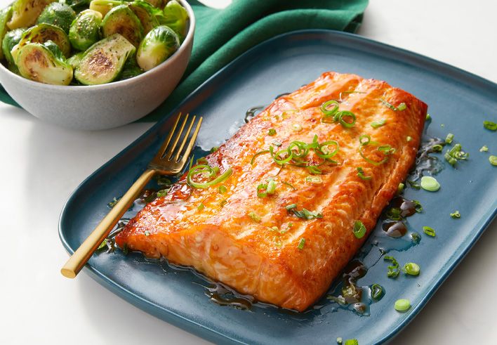 Sweet and Sour Salmon with Roast Brussels Sprouts