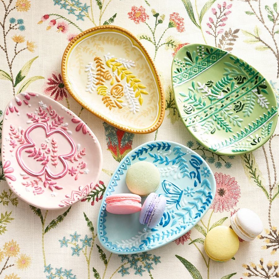Easter Egg Appetizer Plates, Set of 4