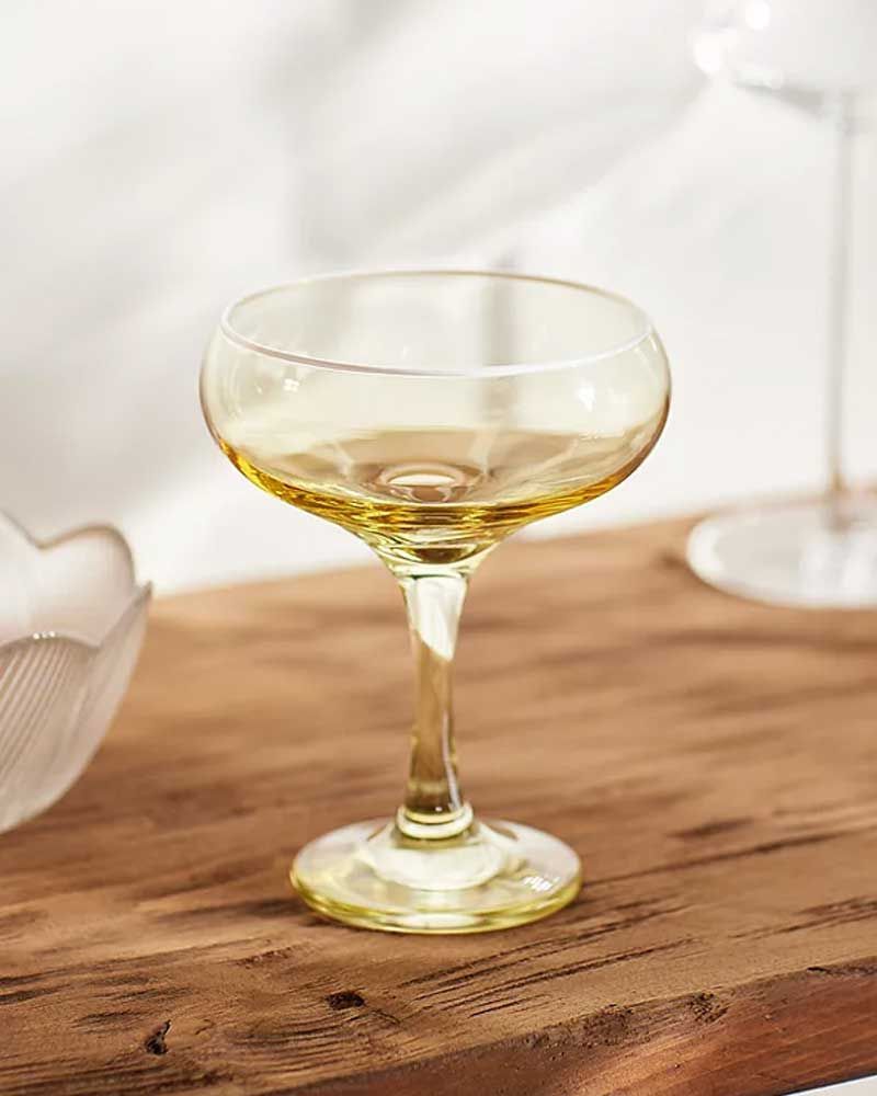 White Rim Coupe Cocktail Glass, 290ml, Yellow/White