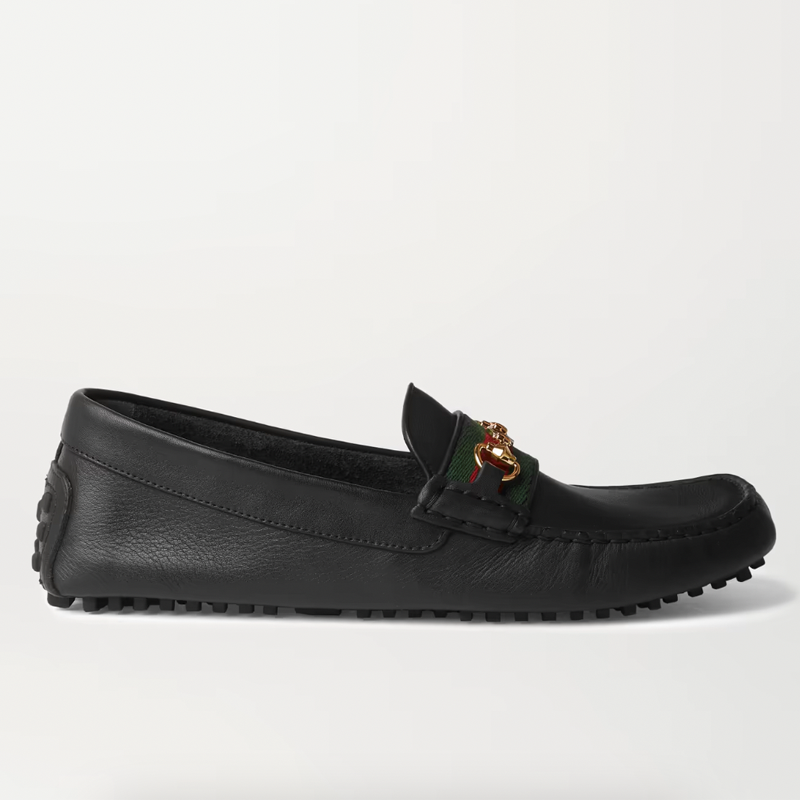 Ayrton Webbing-Trimmed Horsebit Leather Driving Shoes