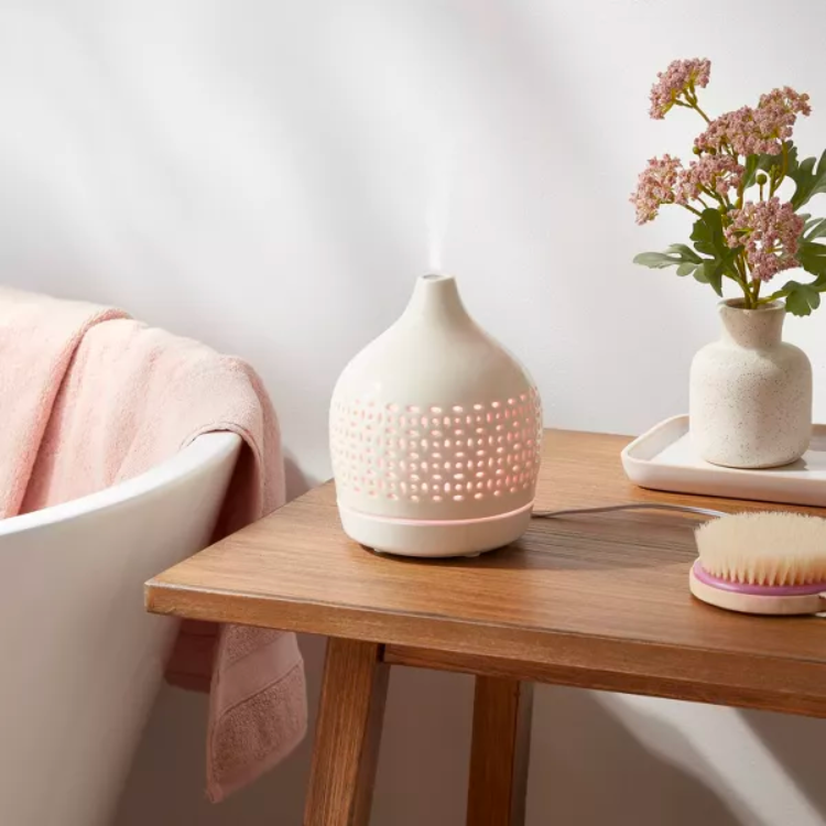 White Ceramic Cutout Essential Oil Diffuser