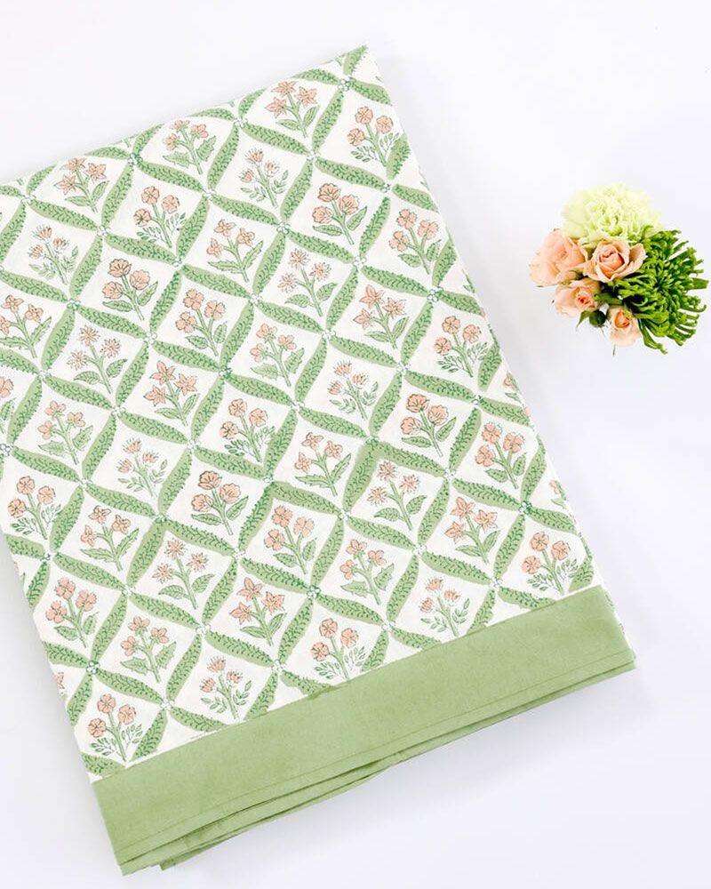 The Walled Garden Handblock Printed Tablecloth