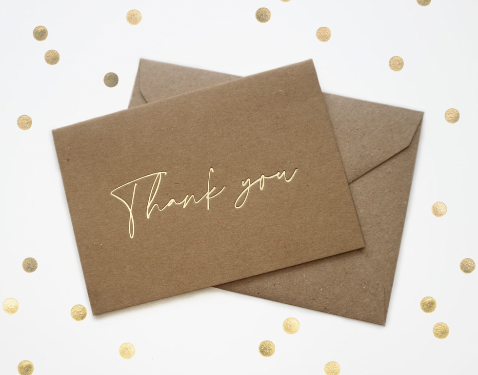 Gold Foiled Thank You Card