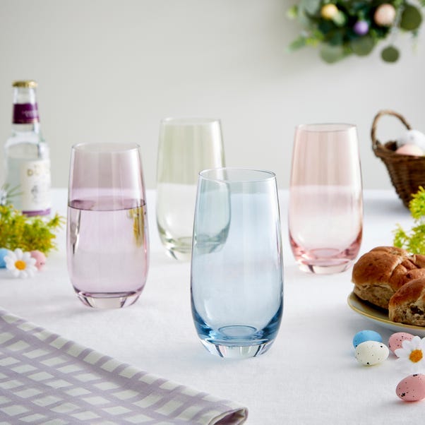 Set of 4 Pastel Highball Tumblers