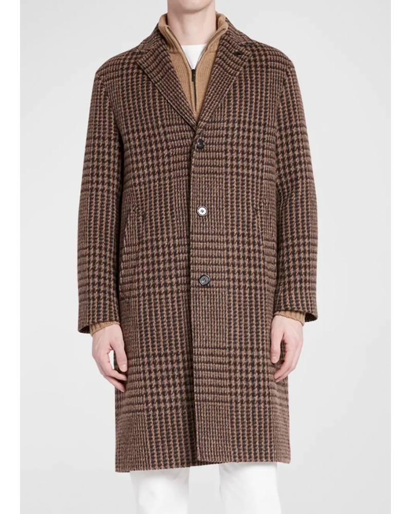 Gibson Cashmere-Wool Check Peacoat