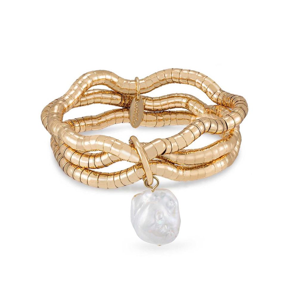 Liquid Gold and Pearl Multi Layered 18k Gold Plated Bracelet