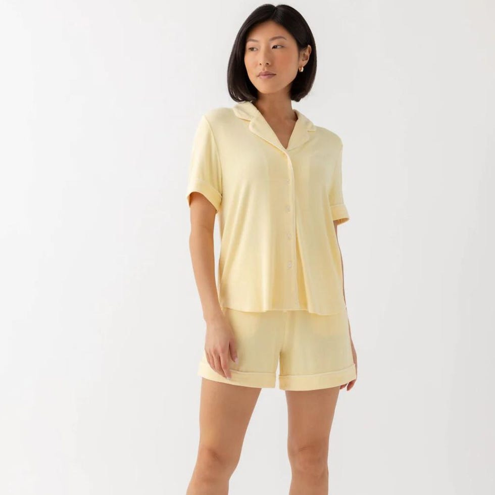 Ribbed Knit Short Sleeve Pajama Set