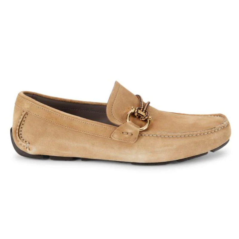 Gancini Suede Bit Driving Loafers