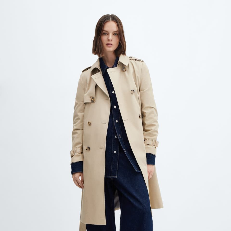 Double-Breasted Trench Coat with Belt