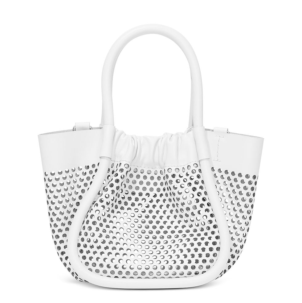 Extra-Small Perforated Leather Ruched Tote
