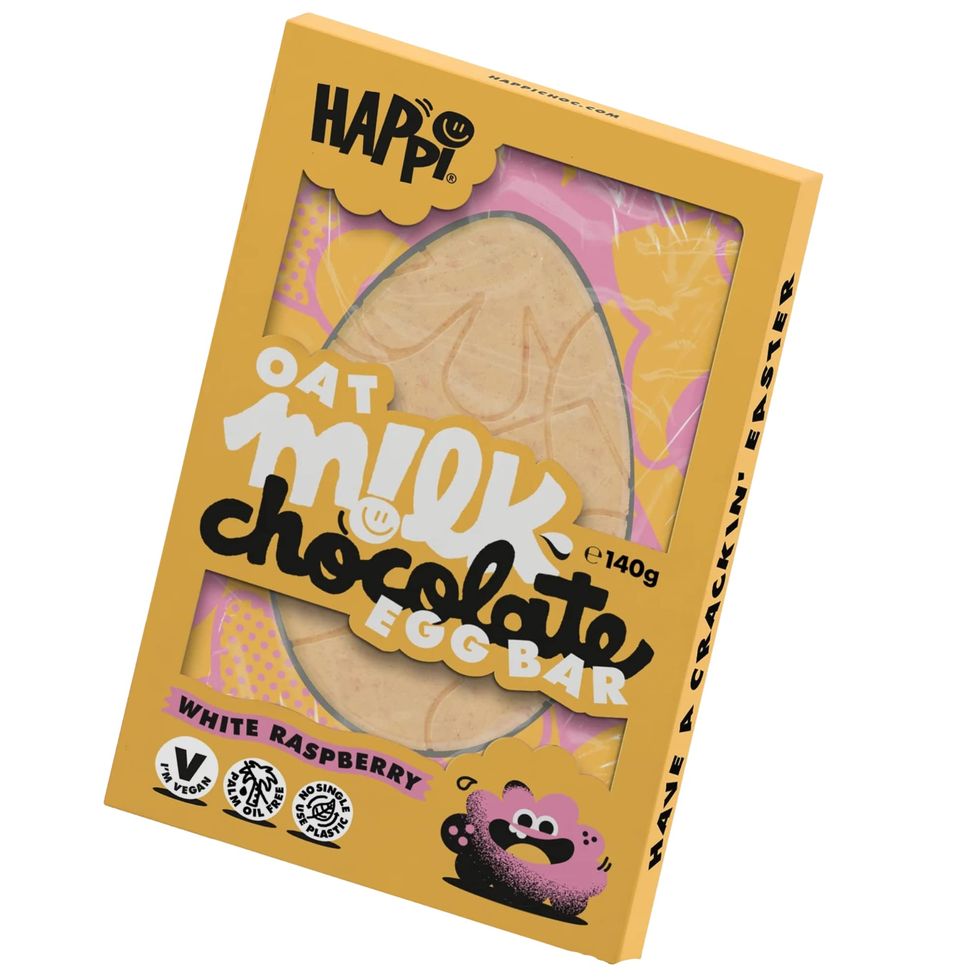 Happi White Chocolate and Raspberry 140g Oat Milk Vegan Easter Egg Bars - Vegan Easter Chocolate - Gluten Free Easter Eggs for Adults and Kids - Soya Free Easter Eggs