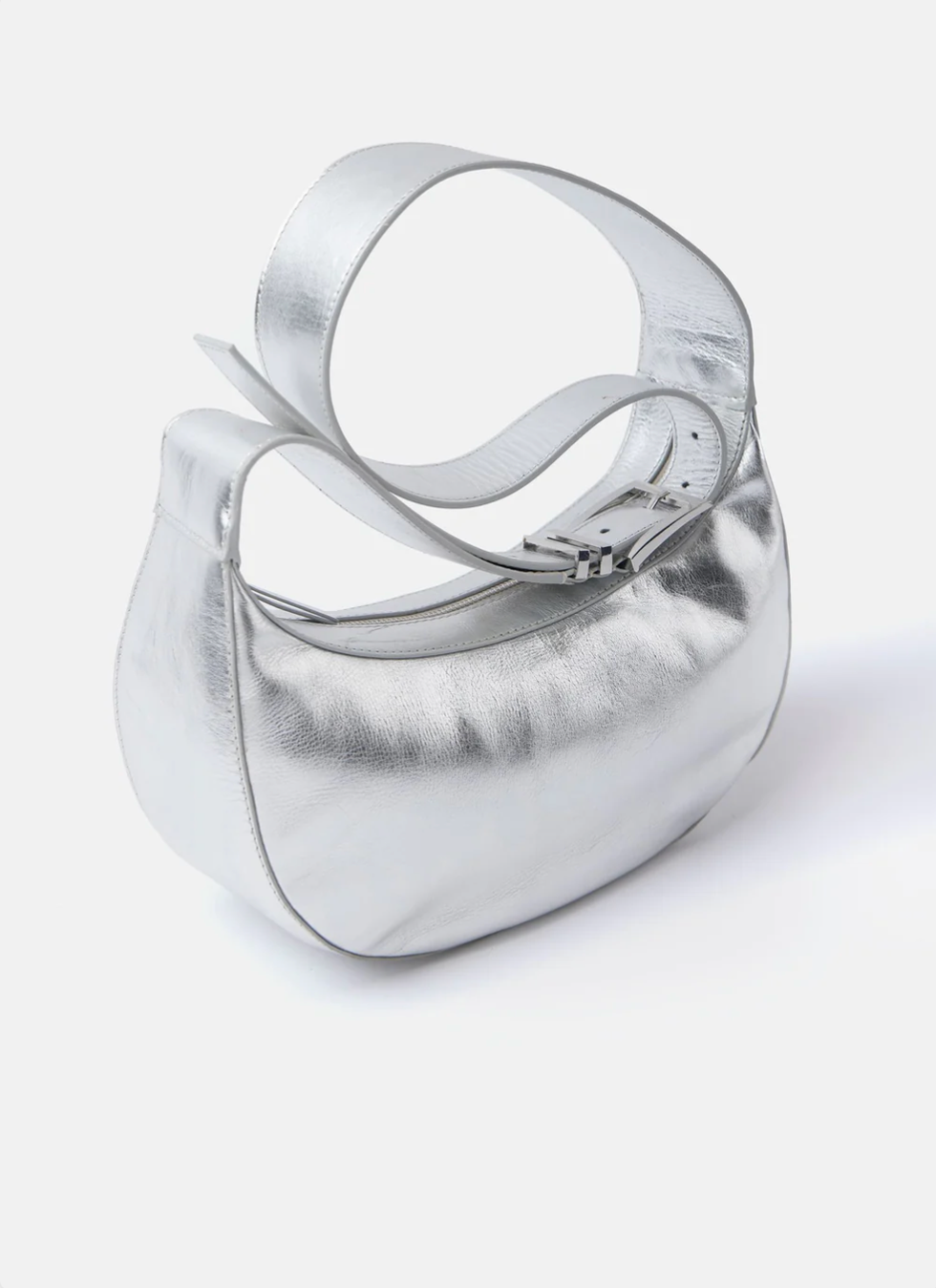 Silver Leather Sling Bag
