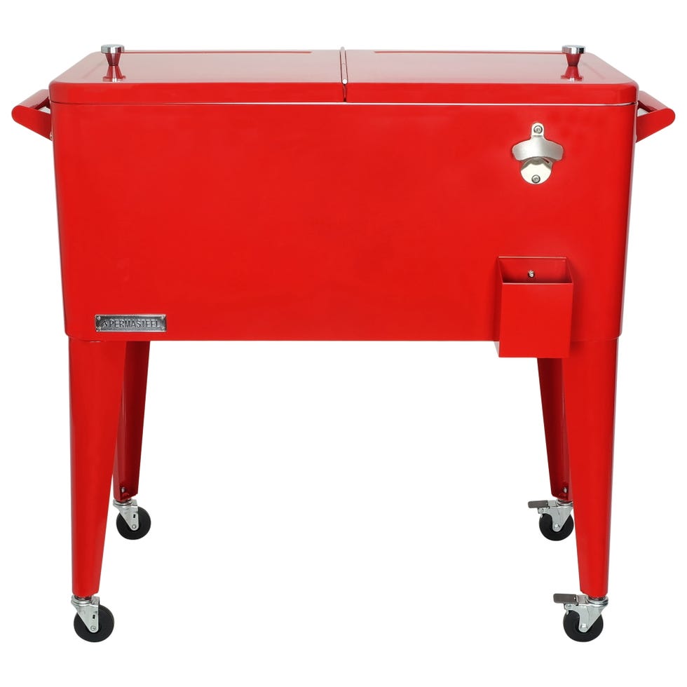 80 Qt. Red Rolling Patio Cooler