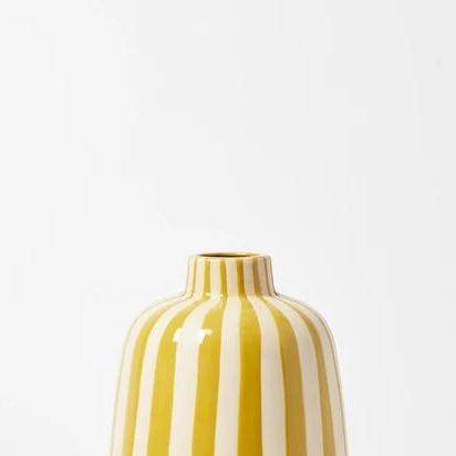 Riviera Stripe Yellow Ceramic Vase