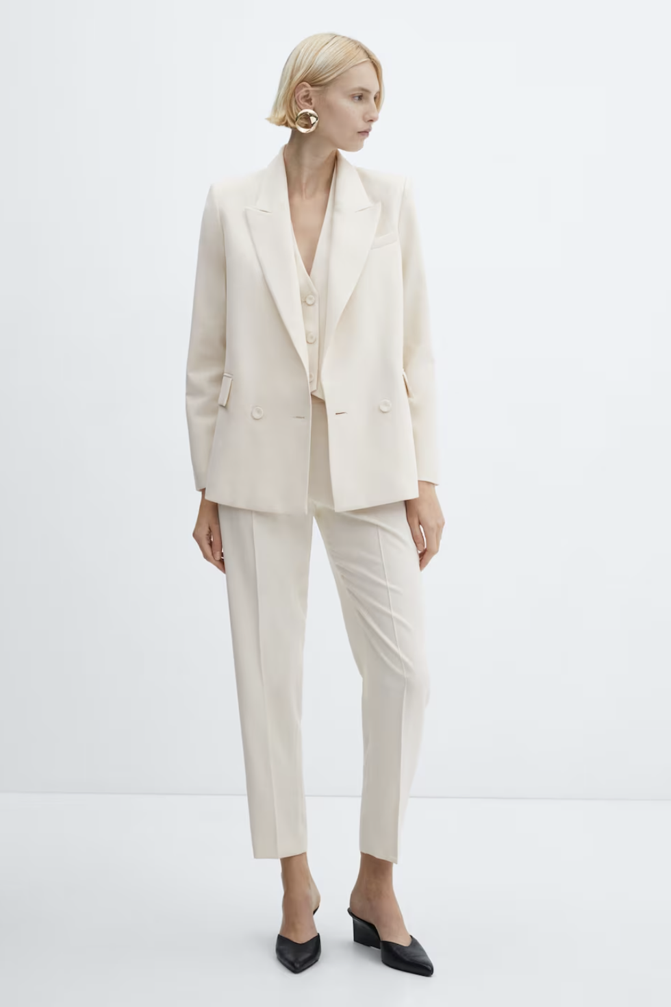 White Pantsuit for Women, Tall Women Pants With High Rise, Blazer and Vest Suit  Set, Civil Wedding Bridal Pants Suit -  Canada
