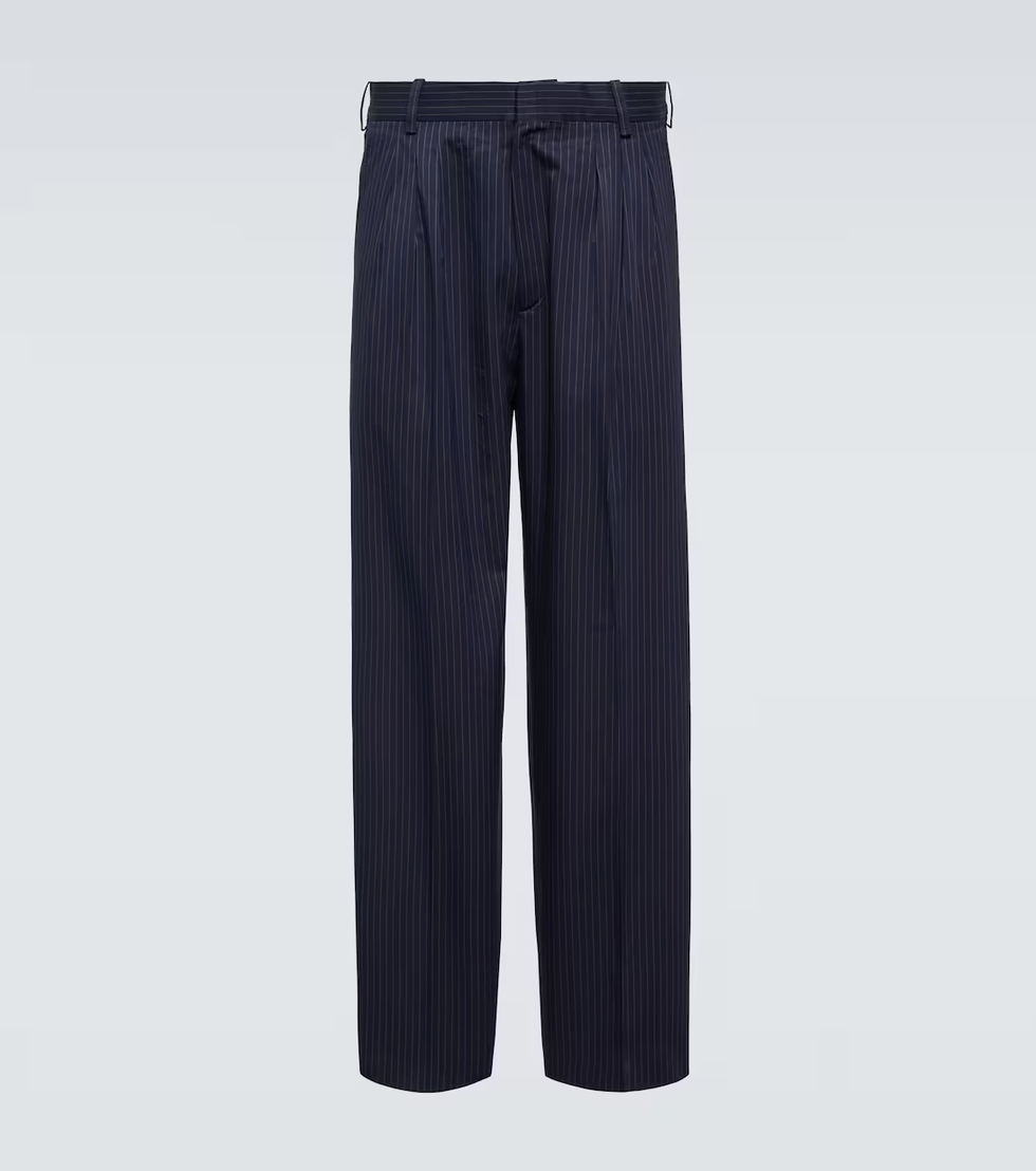 Pinstripe Cotton and Linen Trousers