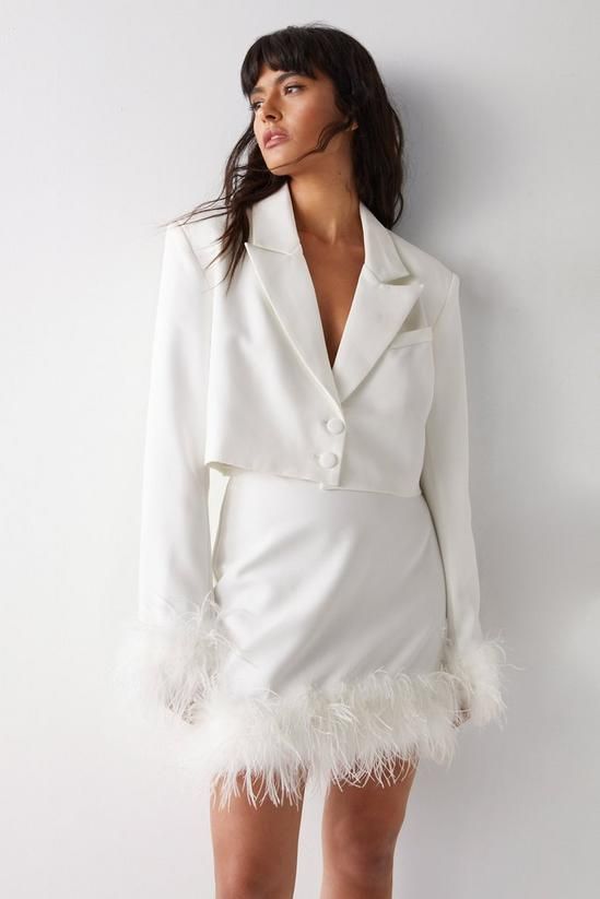 Feather cuff tailored cropped blazer