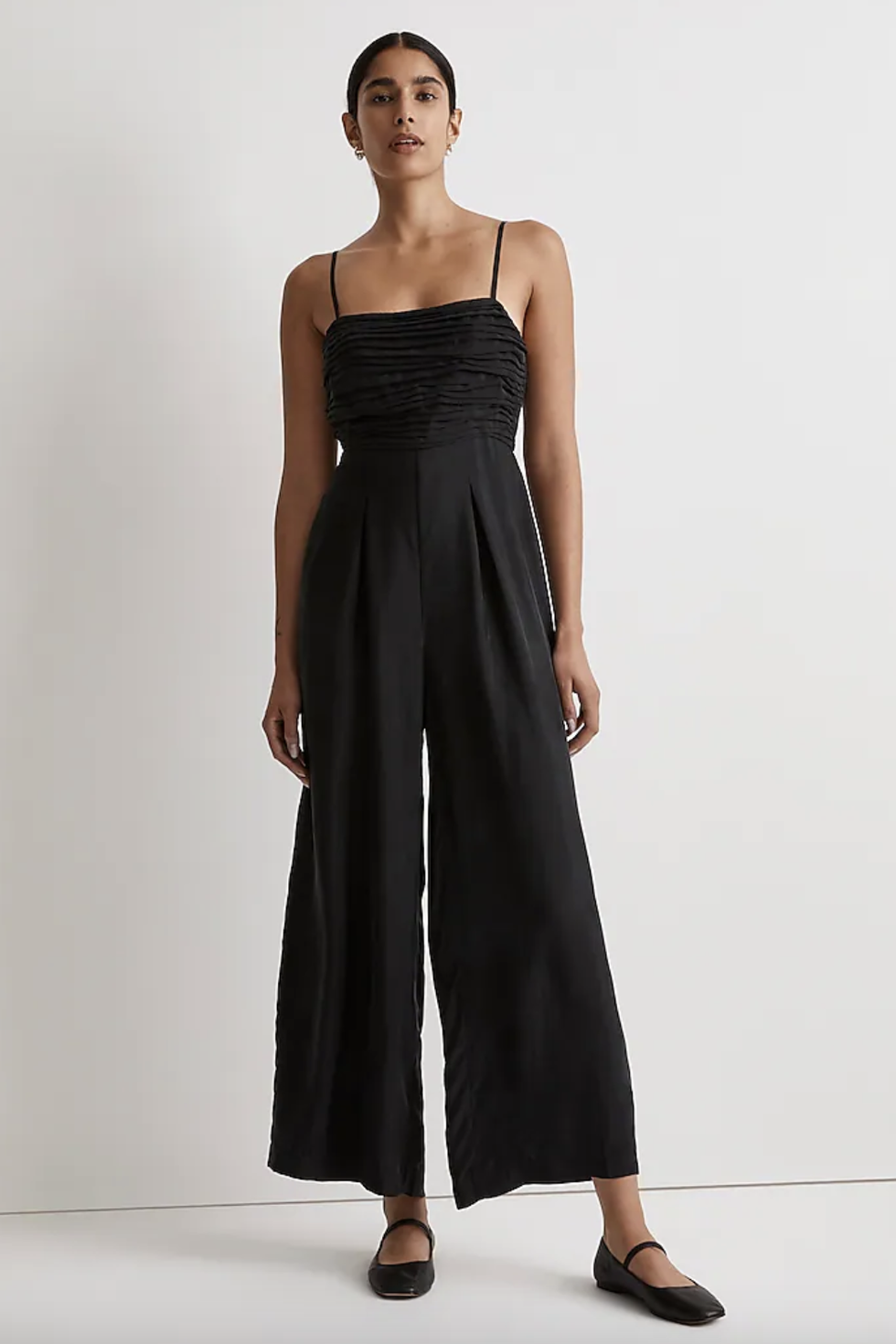 Madewell Ruched Crop Straight-Leg Jumpsuit