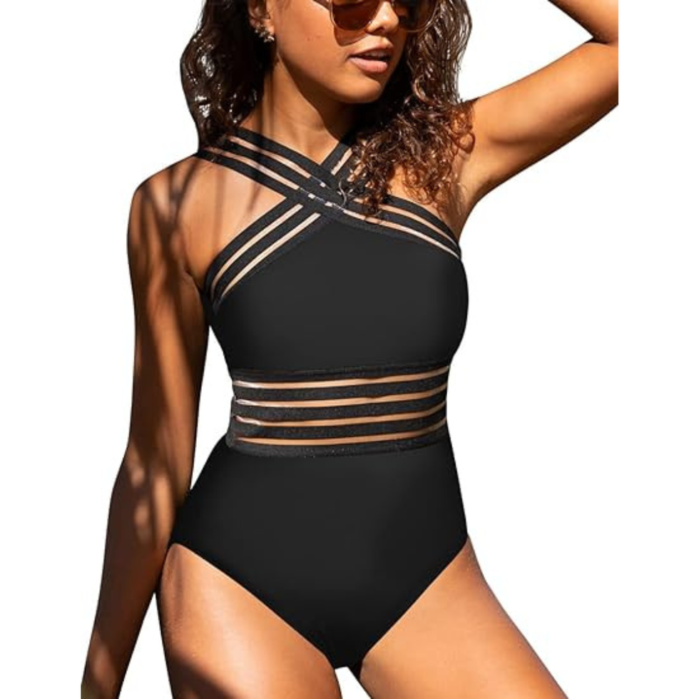 One-Piece Front Crossover Swimsuit