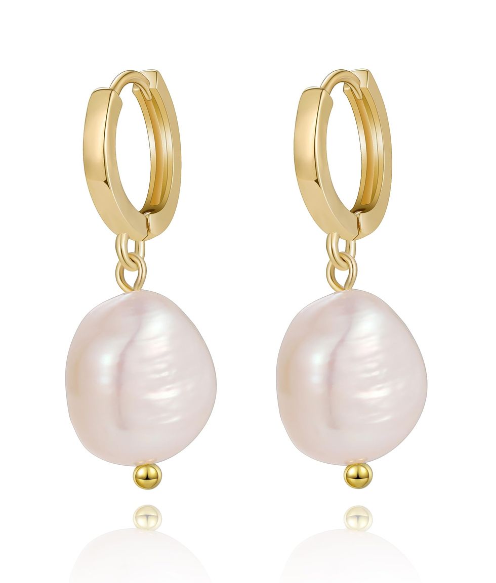  Gold Baroque Pearl Earrings 