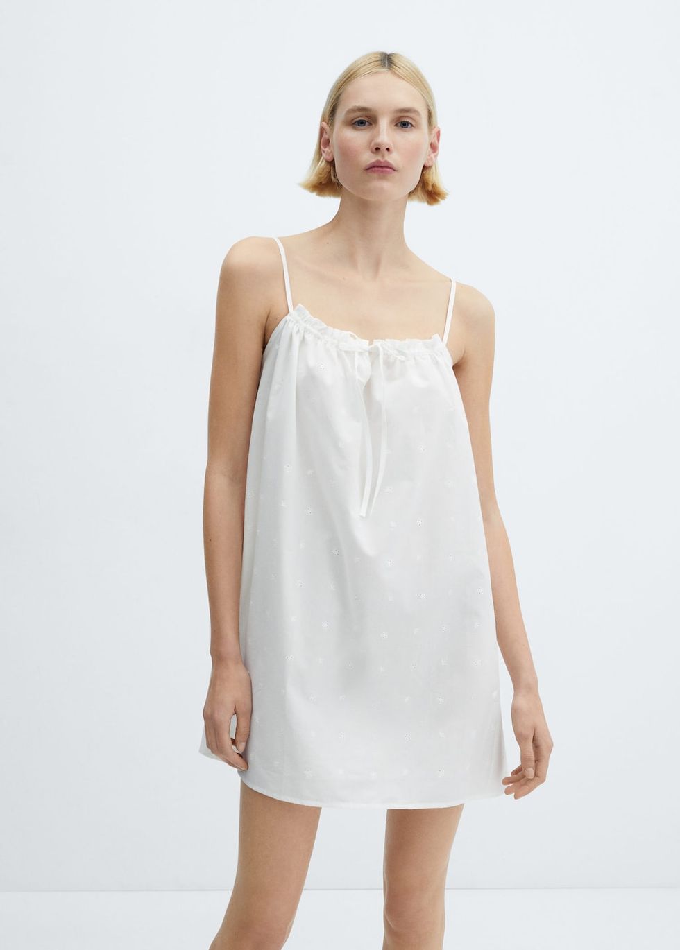 Cotton nightgown with openwork details