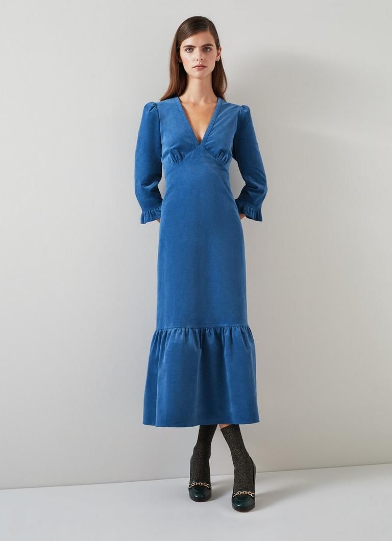 Deborah Blue Cotton Cord Dress