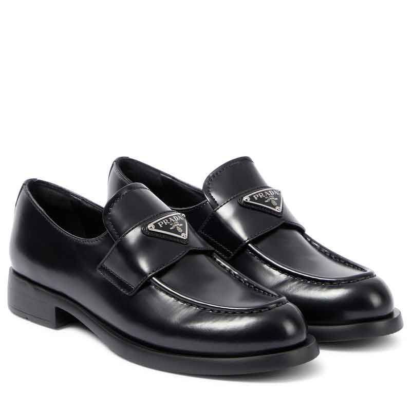 Unlined Logo Leather Loafers