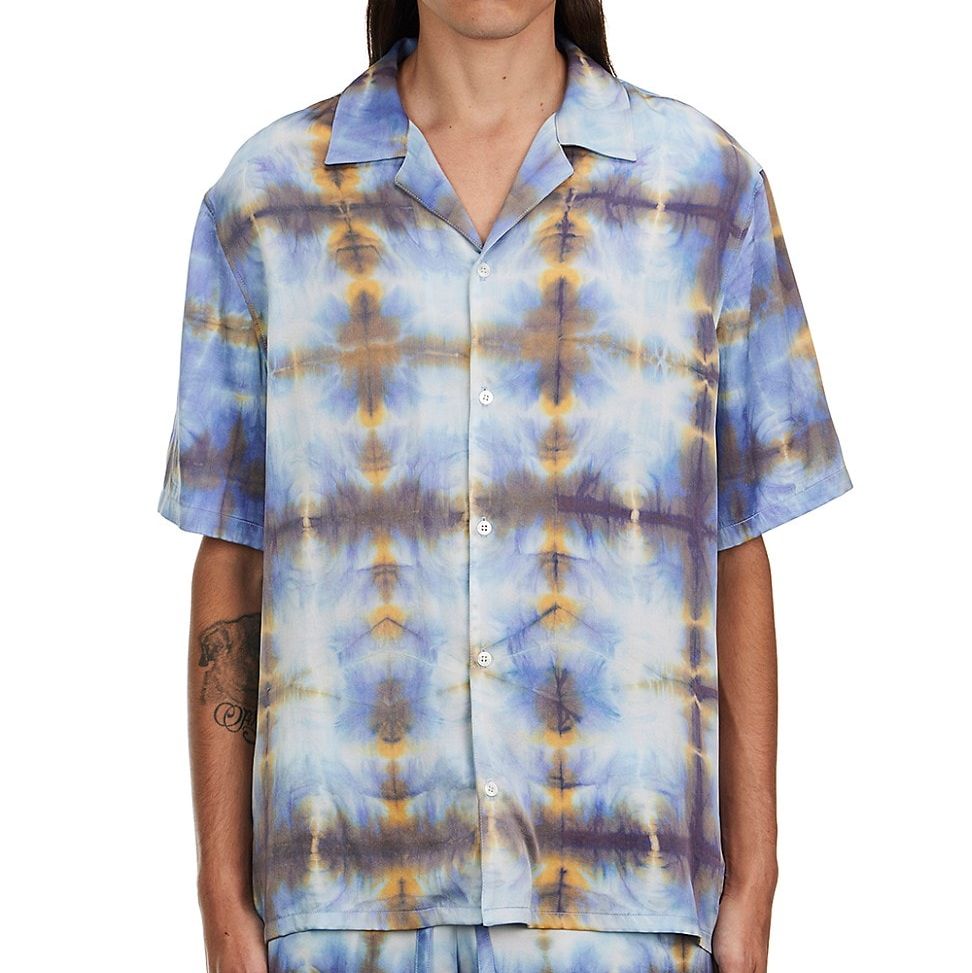 Tie-Dye Silk-Blend Camp Shirt