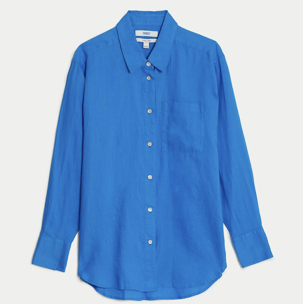Camisa de lino azul brillante Marks and Spencer