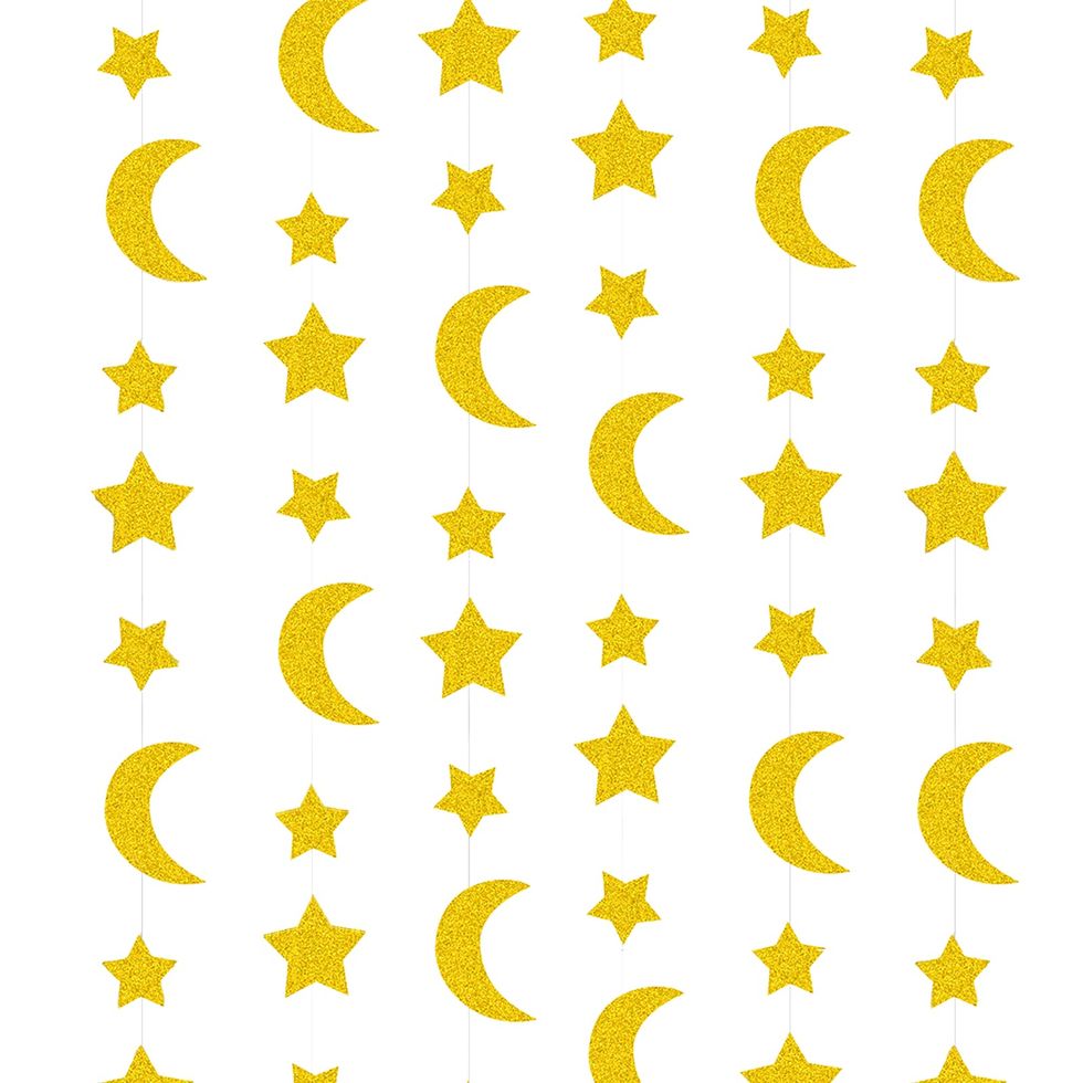 Gold star and crescent paper garland