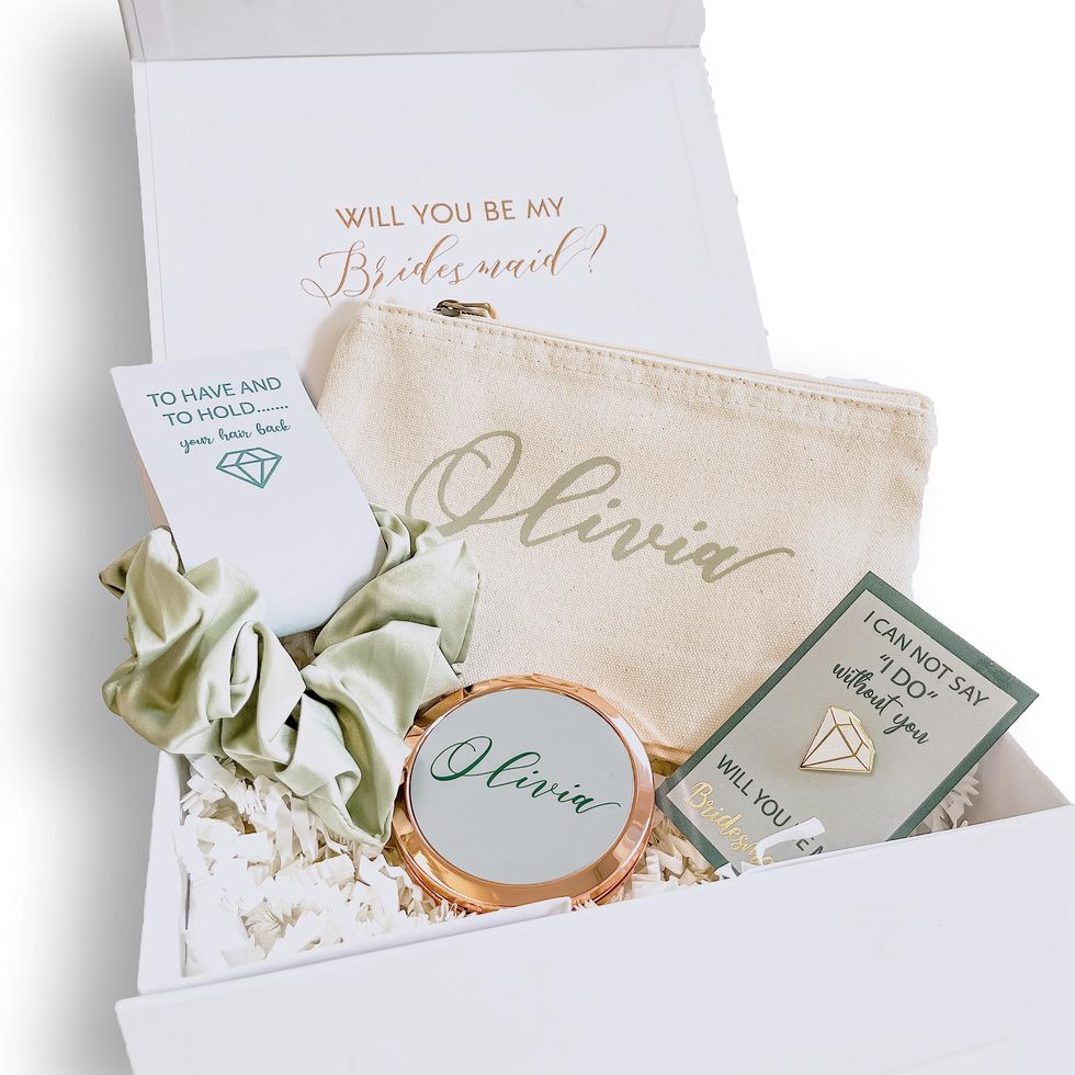 Sage Green Personalised Bridesmaid Proposal Gift Box