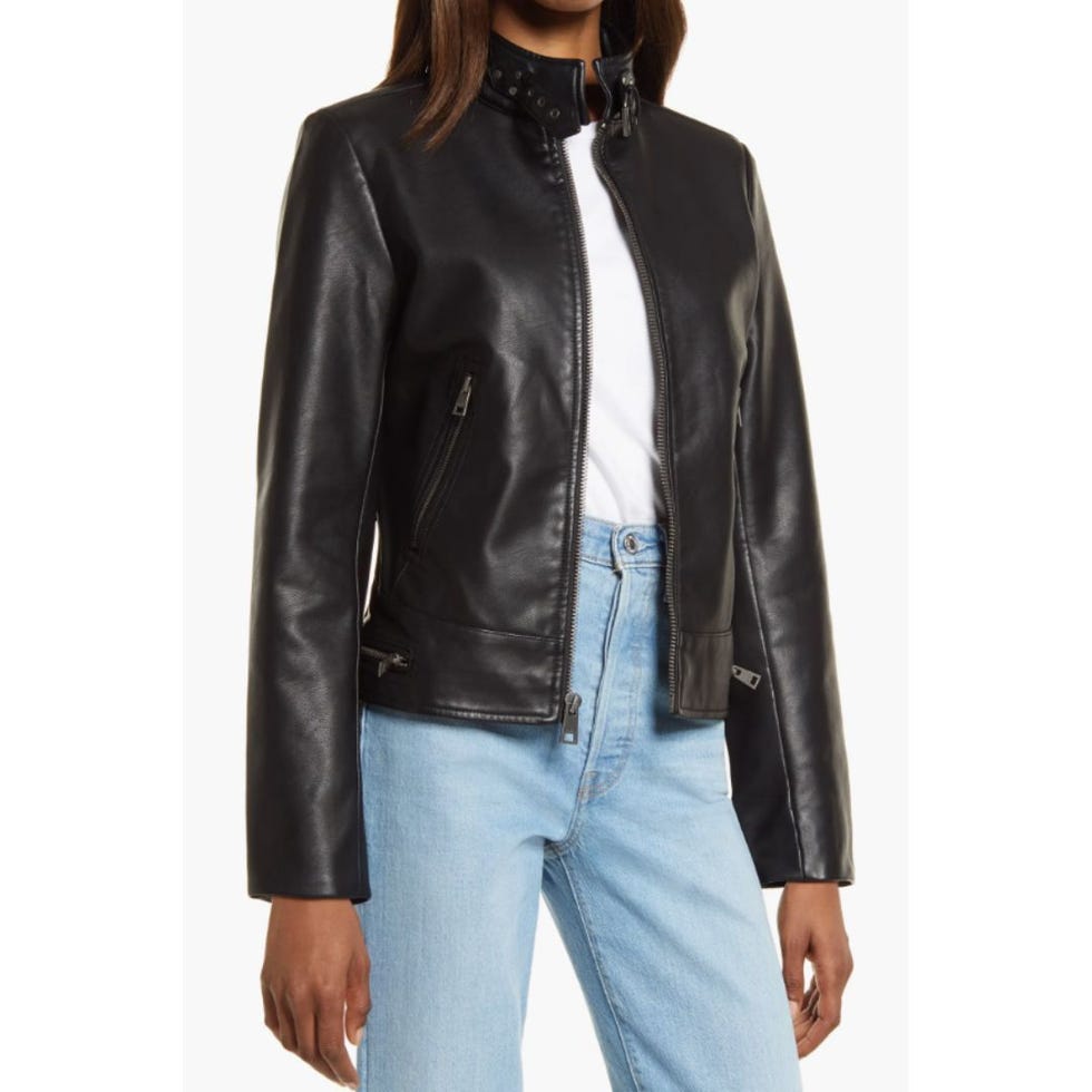 Faux Leather Racer Jacket