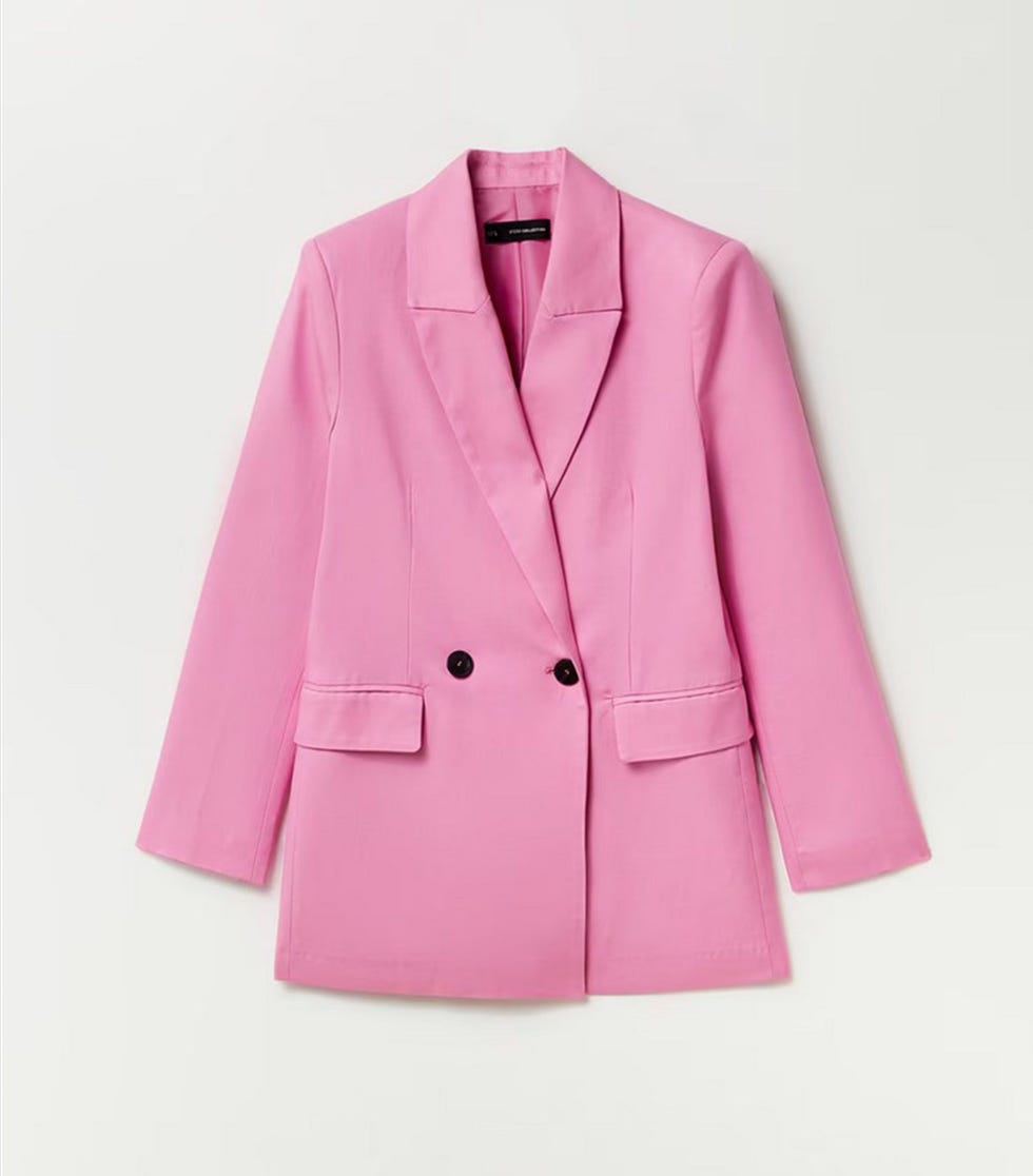 Blazer cruzada de traje en color rosa