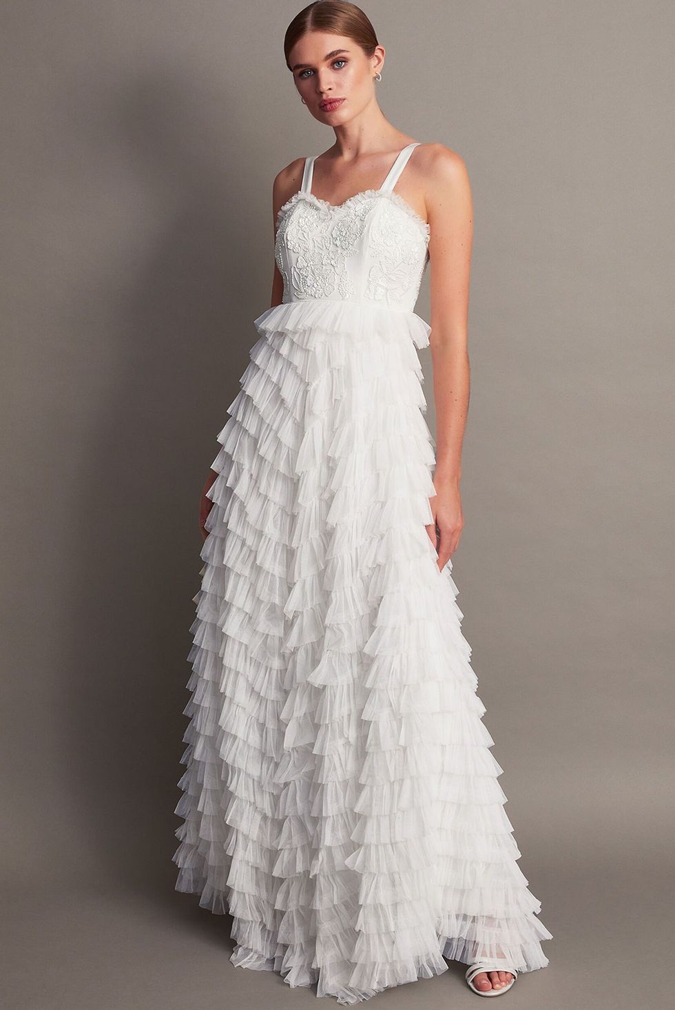 Ellen frill maxi bridal dress ivory