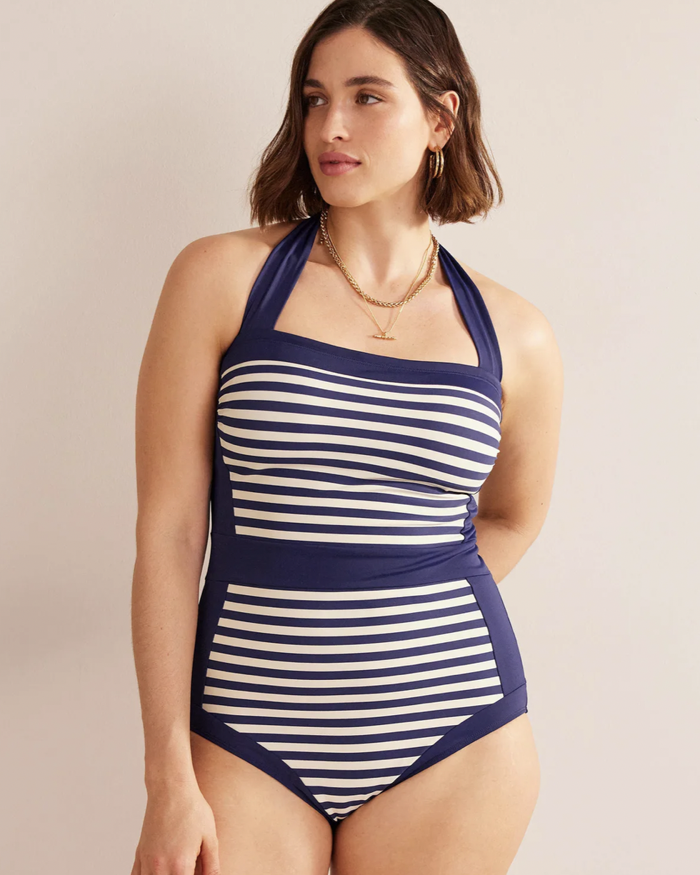 Women's Tankini Swimsuit Ruffle Halter Self Tied Bathing  Suit-Cupshe-Black-X-Large